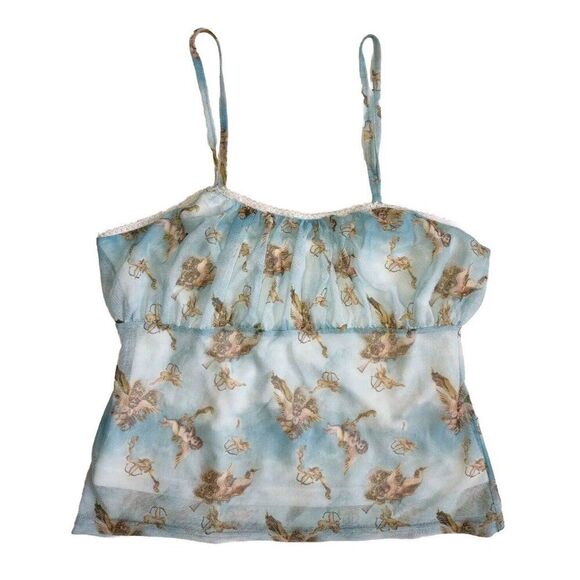 5/$25 Forever 21 Camisole XL With Cherubs In Sky Blue - Picture 1 of 5